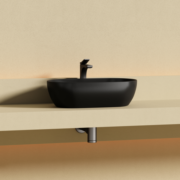 Раковина Ceramicanova Твист (Twist) накладная овальной формы 500x300x140 черный матовый CN12001MB
