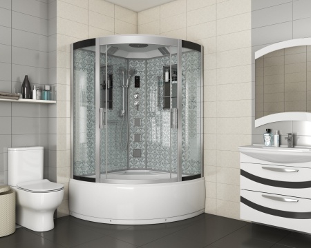 Душевая кабина Niagara Luxe NG-7744W 120x120х215, высокий поддон, стенки белые
