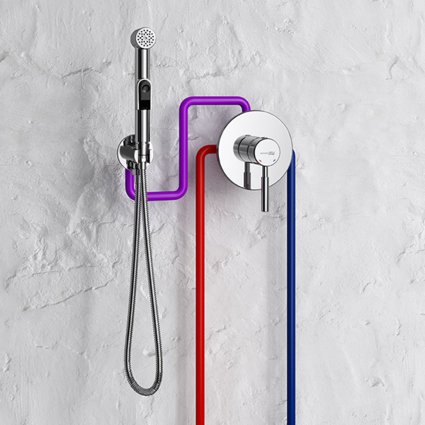 Встраиваемый комплект для биде со шлангом 100 см WasserKRAFT A010656WHITE