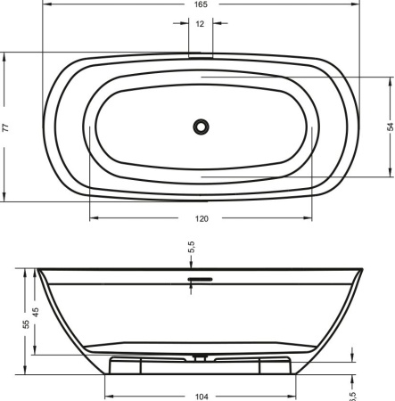 Ванна из искусственного мрамора Riho Oval 165х77 BS6700500000000