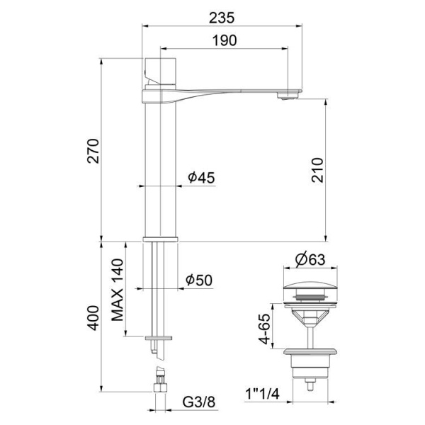 Смеситель для раковины Webert One-B NB830402741