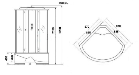 Душевая кабина Niagara Ultra NG-908-01 90х90х220, высокий поддон 46 см, стекло тонированное