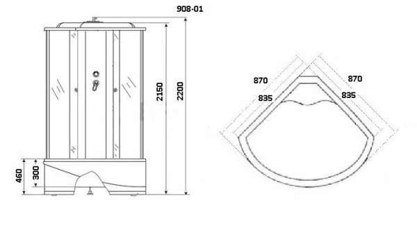 Душевая кабина Niagara Ultra NG-908-01 90х90х220, высокий поддон 46 см, стекло тонированное