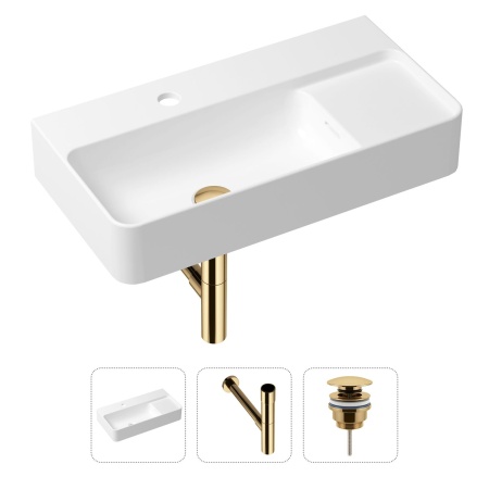 Комплект 3 в 1 Lavinia Boho Bathroom Sink 21520517: накладная фарфоровая раковина 60 см, металлический сифон, донный клапан