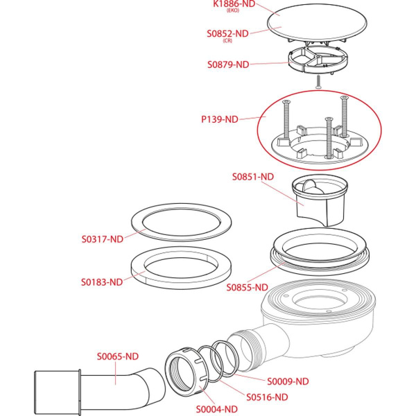 Выпускной комплект для душевого поддона Alcaplast, хромированный пластик, A491CR