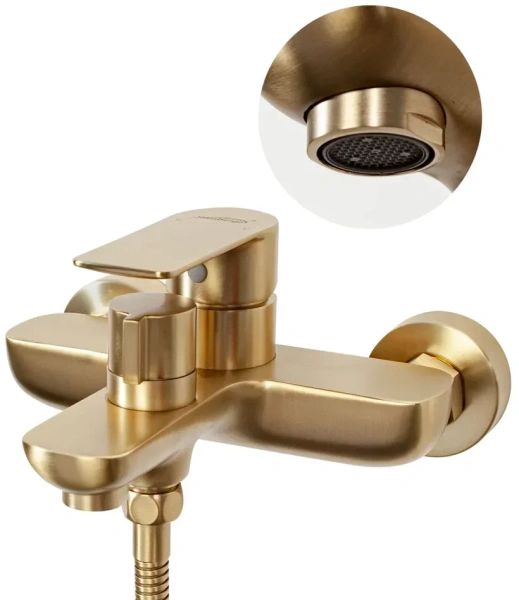 Смеситель для ванны с ручным душем Hansberge H4099 Золото матовый