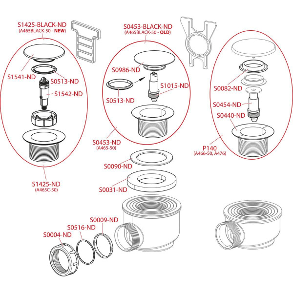 Сифон для душевого поддона Alcaplast click/clack, A465BLACK-50