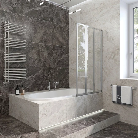 Шторка на ванну Veconi Palau PL-73R, 900x1500, хром, стекло прозрачное