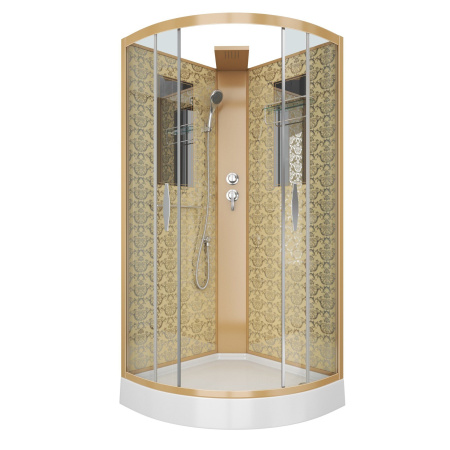 Душевая кабина Niagara Luxe NG-7715GBK 90x90х210, низкий поддон, стенки золото, без крыши