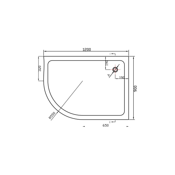 Поддон для душа акриловый Vincea VST-2AJ-1290R, 1200*900*135, сифон Ф90 с гидрозатвором
