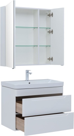 Мебель для ванной Aquanet София 80 белый глянец (2 ящика)