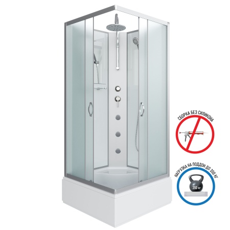 Душевая кабина Niagara Classic NG-1108-14BKTG 90х90х210-240, средний поддон 26 см, стекло матовое с полкой