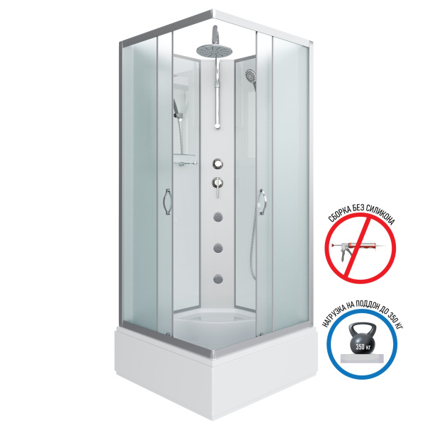 Душевая кабина Niagara Classic NG-1108-14BKTG 90х90х210-240, средний поддон 26 см, стекло матовое с полкой