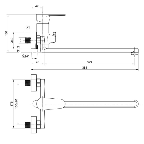 Смеситель для ванны WesnaArt NATUR NAT07-320, хром
