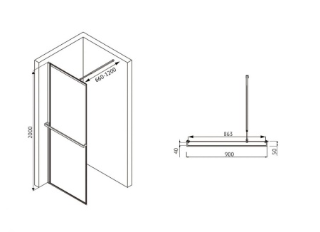 Душевая перегородка ABBER Immer Offen AG60090B