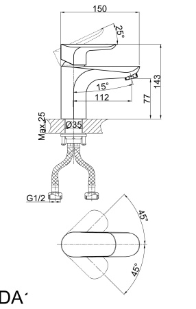 Смеситель для раковины D&K Venice Baciano DA1032101