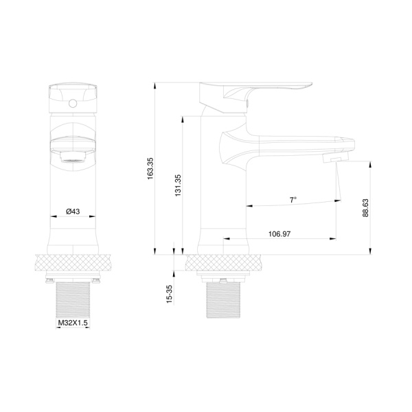 Смеситель для раковины WONZON & WOGHAND, Брашированное золото (WW-XH-011-BG)