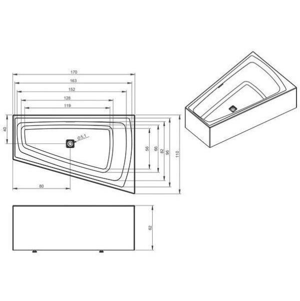 Акриловая ванна Riho Still Smart Plug&Play L 170x110 BD16C0500000000