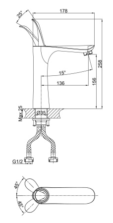 Смеситель для раковины D&K Venice.Baciano DA1032656