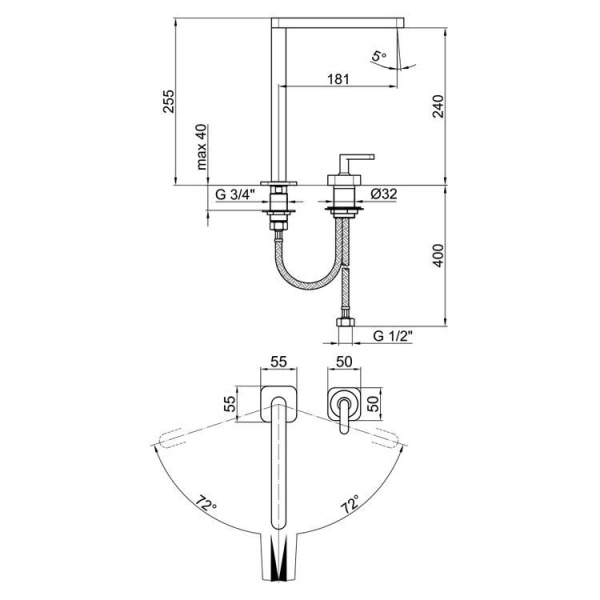 Смеситель для раковины Webert Living LV830702560