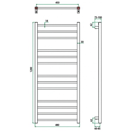 Полотенцесушитель ГРОТА ECOCLASSIK 48/120*