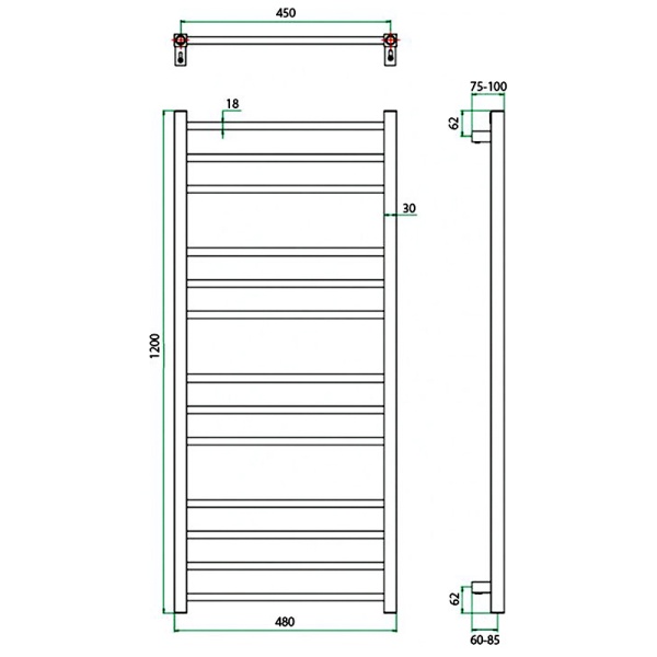 Полотенцесушитель ГРОТА ECOCLASSIK 48/120*