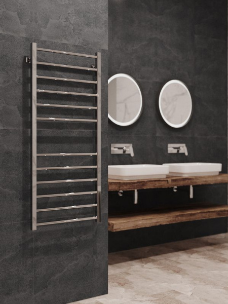 Полотенцесушитель водяной Stinox Classic 500x1200, нижнее подключение, хром, 1/2" ВР (внутренняя резьба), 12 перекладин