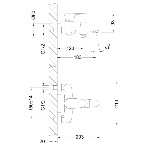 Смеситель Lemark Nero LM0214C для ванны Смеситель Lemark Nero LM0214C для ванны