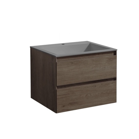 Тумба под раковину Vincea Luka 600 подвесная, 2 выкатных ящика soft-close, R.Oak