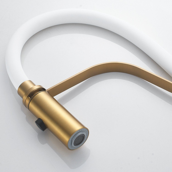 Смеситель для кухни с гибким изливом и режимом "душ" Shevanik S943G-1, золотой сатин