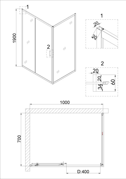 Дверь в нишу Niagara Nova NG-82-10AB 100х195