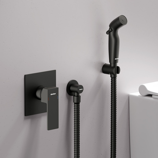 537510300 Gala Смеситель Damixa монтируемый в стену с гигиеническим душем, черный