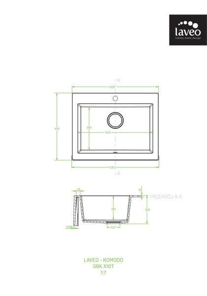 Мойка кухонная Laveo Komodo SBK_710A прямоугольная черный