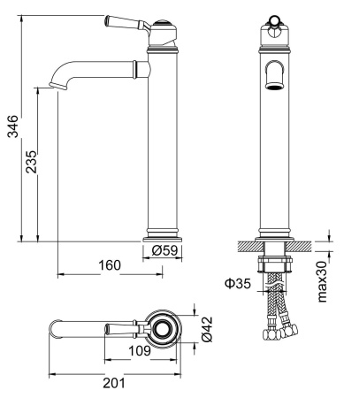 Смеситель для раковины TIMO Arisa 5311/02F, бронза