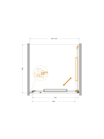 Душевая дверь CEZARES LUX-B-FS-1-100-C-BORO
