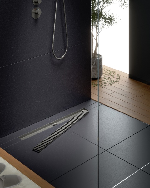 Душевой лоток TIMO Drain System 600 с вставкой "lines", Черное золото
