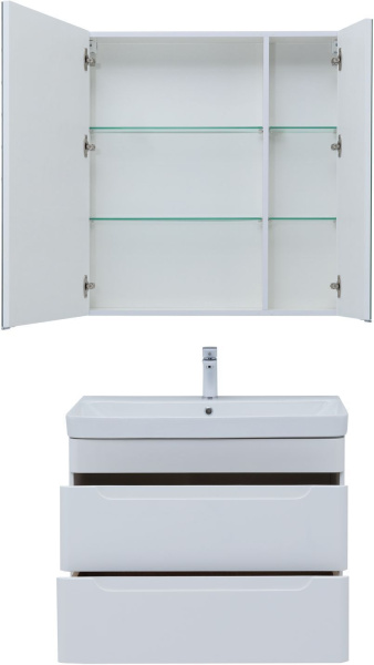 Мебель для ванной Aquanet София 80 белый глянец (2 ящика)