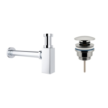 Комплект 3 в 1 Lavinia Boho Bathroom Sink 21520557: врезная фарфоровая раковина 60 см, металлический сифон, донный клапан