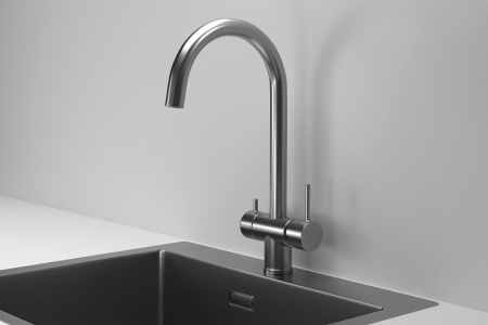 Смеситель для кухни Granula Kitchen Space 7104 сталь сатин, подключение к фильтру