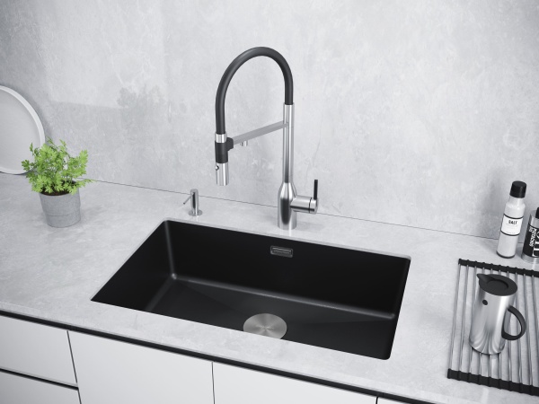 Мойка LUMI 74UNI-SKEW, IT-GRANIT, LU74SK-BLM, черный, 740х440, Paulmark