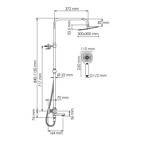 A199.118.065.010.CH Thermo Душевой комплект WasserKRAFT с термостатическим смесителем