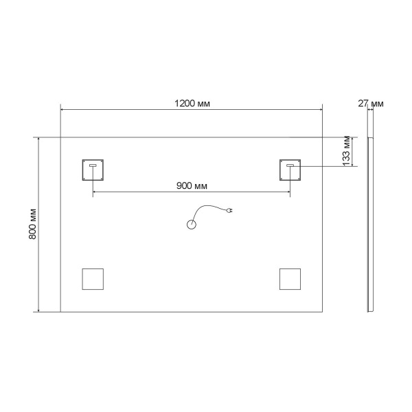 Зеркало Vincea LED VLM-2C120 1200x800 c сенсорным выключателем и диммером