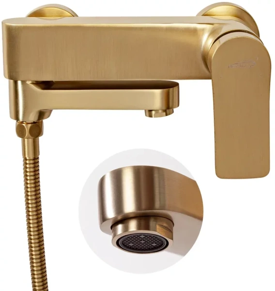 Смеситель для ванны с ручным душем Hansberge H4010 Золото матовый