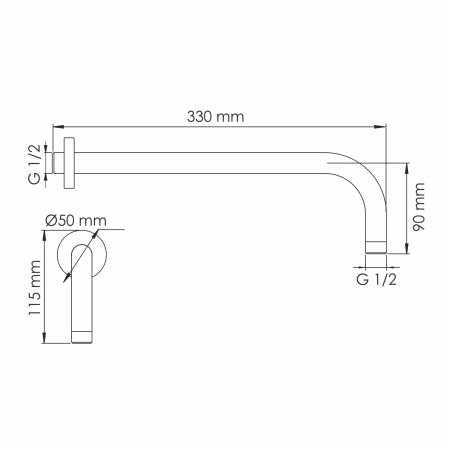 Настенный верхний излив для душа WasserKRAF Asphe 7700 A338