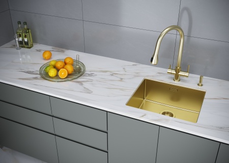 Смеситель для кухни LANGE, светлое золото, La214212-LG, Paulmark