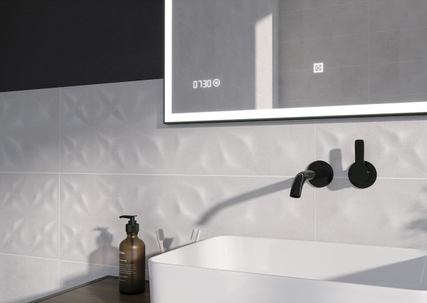 Зеркало Cersanit LED 011 design 100x80 с подсветкой часы металл. рамка прямоугольное Ecom, KN-LU-LED011*100-d-Os