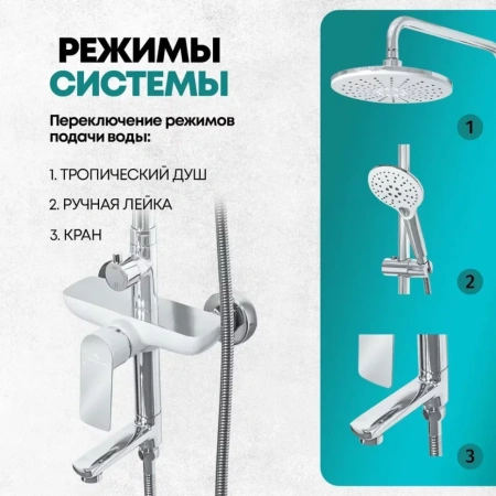 Душевая система Grocenberg GB7009 Белый хром