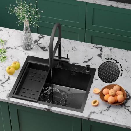Кухонная мойка RoxenBath Simple 60 PVD (зернистый графит)