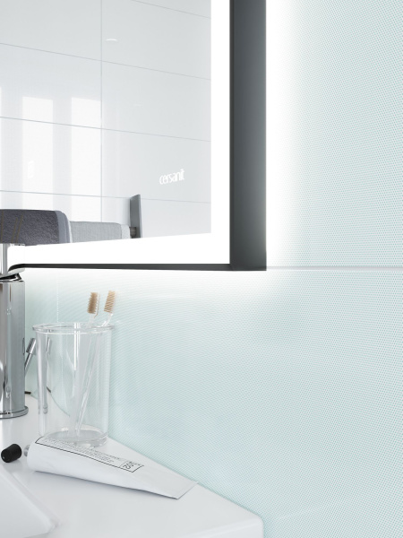 Зеркало Cersanit LED 011 design 80x70 с подсветкой часы металл. рамка прямоугольное Ecom, KN-LU-LED011*80-d-Os