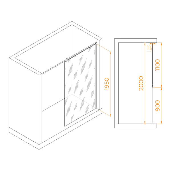 Душевая перегородка RGW WA-033 1100
